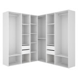 Guardaroba Grande Bianco Marrone Rovere Modulabile 13 Ripiani 186x205h cm, Appendiabiti - Yancy