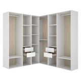 Guardaroba Grande Bianco Marrone Rovere Modulabile 13 Ripiani 186x205h cm, Appendiabiti - Yancy