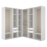 Guardaroba Grande Bianco Marrone Rovere Modulabile 13 Ripiani 186x205h cm, Appendiabiti - Yancy