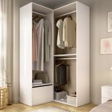 Guardaroba Grande Bianco Marrone Rovere Modulabile 4 Ripiani 105x205h cm, Appendiabiti - Evansdale