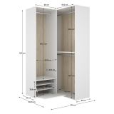 Guardaroba Grande Bianco Marrone Rovere Modulabile 4 Ripiani 105x205h cm, Appendiabiti - Evansdale