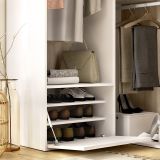 Guardaroba Grande Bianco Marrone Rovere Modulabile 4 Ripiani 105x205h cm, Appendiabiti - Evansdale