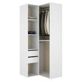 Guardaroba Grande Bianco Marrone Rovere Modulabile 4 Ripiani 105x205h cm, Appendiabiti - Labuco