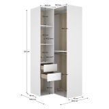 Guardaroba Grande Bianco Marrone Rovere Modulabile 4 Ripiani 105x205h cm, Appendiabiti - Labuco