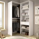 Guardaroba Grande Bianco Marrone Rovere Modulabile 5 Ripiani 88x185h cm, Appendiabiti - Bandon