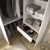 Guardaroba Grande Bianco Marrone Rovere Modulabile 5 Ripiani 88x185h cm, Appendiabiti - Bandon