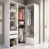 Guardaroba Grande Bianco Marrone Rovere Modulabile 7 Ripiani 124x205h cm, Appendiabiti - Clayhill
