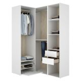 Guardaroba Grande Bianco Marrone Rovere Modulabile 7 Ripiani 124x205h cm, Appendiabiti - Clayhill