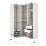 Guardaroba Grande Bianco Marrone Rovere Modulabile 7 Ripiani 124x205h cm, Appendiabiti - Clayhill