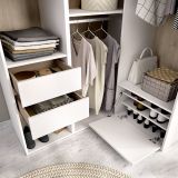 Guardaroba Grande Bianco Marrone Rovere Modulabile 7 Ripiani 124x205h cm, Appendiabiti - Clayhill