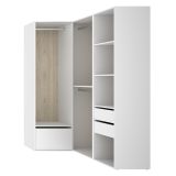 Guardaroba Grande Bianco Marrone Rovere Modulabile 7 Ripiani 124x205h cm, Appendiabiti - Clayhill