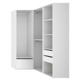 Guardaroba Grande Bianco Marrone Rovere Modulabile 7 Ripiani 124x205h cm, Appendiabiti - Clayhill