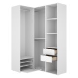 Guardaroba Grande Bianco Marrone Rovere Modulabile 7 Ripiani 124x205h cm, Appendiabiti - Clayhill