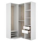 Guardaroba Grande Bianco Marrone Rovere Modulabile 7 Ripiani 124x205h cm, Appendiabiti - Clayhill