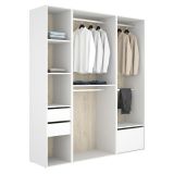 Guardaroba Grande Bianco Marrone Rovere Modulabile 7 Ripiani 45x205h cm, Appendiabiti - Keener