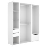 Guardaroba Grande Bianco Marrone Rovere Modulabile 7 Ripiani 45x205h cm, Appendiabiti - Keener
