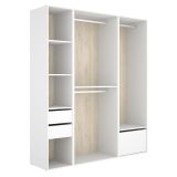 Guardaroba Grande Bianco Marrone Rovere Modulabile 7 Ripiani 45x205h cm, Appendiabiti - Keener