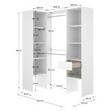 Guardaroba Grande Bianco Marrone Rovere Modulabile 8 Ripiani 79x185h cm, Appendiabiti - Calist