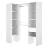 Guardaroba Grande Bianco Marrone Rovere Modulabile 8 Ripiani 79x185h cm, Appendiabiti - Calist
