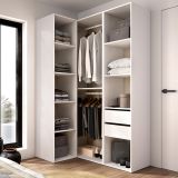 Guardaroba Grande Bianco Marrone Rovere Modulabile 8 Ripiani 85x205h cm, Appendiabiti - Poyner