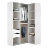Guardaroba Grande Bianco Marrone Rovere Modulabile 8 Ripiani 85x205h cm, Appendiabiti - Poyner