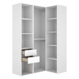 Guardaroba Grande Bianco Marrone Rovere Modulabile 8 Ripiani 85x205h cm, Appendiabiti - Poyner