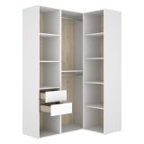 Guardaroba Grande Bianco Marrone Rovere Modulabile 8 Ripiani 85x205h cm, Appendiabiti - Poyner