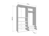 Guardaroba Grande Bianco Marrone Rovere Nodi 4 Ripiani 2 Cassetti 179x226.5h cm, Appendiabiti - Merlino