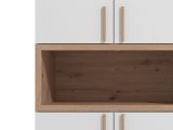 Guardaroba Grande Bianco Marrone Rovere Nodi 4 Ripiani 2 Cassetti 179x226.5h cm, Appendiabiti - Merlino