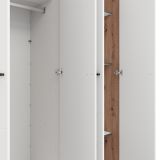Guardaroba Grande Bianco Marrone Rovere Nodi 4 Ripiani 4 Ante 155x208h cm, 6 Vani - Soris