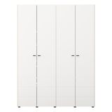Guardaroba Grande Bianco Marrone Rovere Nodi 4 Ripiani 4 Ante 155x208h cm, 6 Vani - Soris