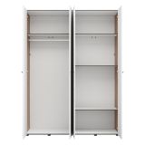 Guardaroba Grande Bianco Marrone Rovere Nodi 4 Ripiani 4 Ante 155x208h cm, 6 Vani - Soris