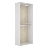 Guardaroba Grande Bianco Marrone Rovere un Ripiano Appendiabiti 45x205h cm, Cassetti - Ashebrook