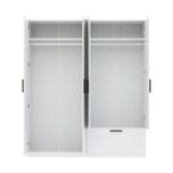 Guardaroba Grande Bianco Nero 2 Ripiani Appendiabiti 180x210h cm, un Cassetto - Lidala