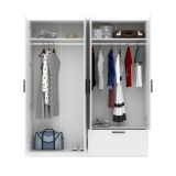 Guardaroba Grande Bianco Nero 2 Ripiani Appendiabiti 180x210h cm, un Cassetto - Lidala