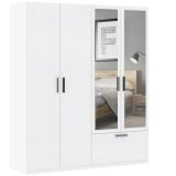 Guardaroba Grande Bianco Nero 2 Ripiani Appendiabiti 180x210h cm, un Cassetto - Lidala