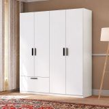 Guardaroba Grande Bianco Nero 2 Ripiani Appendiabiti 180x210h cm, un Cassetto - Lidase
