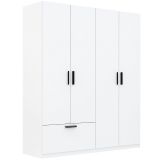 Guardaroba Grande Bianco Nero 2 Ripiani Appendiabiti 180x210h cm, un Cassetto - Lidase