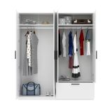 Guardaroba Grande Bianco Nero 2 Ripiani Appendiabiti 180x210h cm, un Cassetto - Lidase