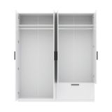 Guardaroba Grande Bianco Nero 2 Ripiani Appendiabiti 180x210h cm, un Cassetto - Lidase