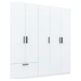 Guardaroba Grande Bianco Nero 3 Ripiani Appendiabiti 225x210h cm, un Cassetto - Liba
