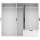 Guardaroba Grande Bianco Nero 3 Ripiani Appendiabiti 225x210h cm, un Cassetto - Liba