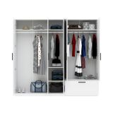 Guardaroba Grande Bianco Nero 3 Ripiani Appendiabiti 225x210h cm, un Cassetto - Liba