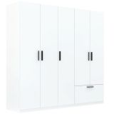 Guardaroba Grande Bianco Nero 3 Ripiani Appendiabiti 225x210h cm, un Cassetto - Liba