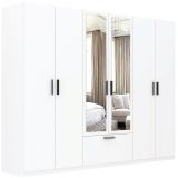 Guardaroba Grande Bianco Nero 3 Ripiani Appendiabiti 269x210h cm, un Cassetto - Letotava
