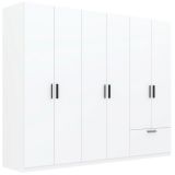 Guardaroba Grande Bianco Nero 3 Ripiani Appendiabiti 269x210h cm, un Cassetto - Libaha