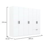 Guardaroba Grande Bianco Nero 3 Ripiani Appendiabiti 269x210h cm, un Cassetto - Libaha