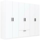 Guardaroba Grande Bianco Nero 3 Ripiani Appendiabiti 269x210h cm, un Cassetto - Libaha
