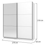 Guardaroba Grande Bianco Nero Appendiabiti 5 Ripiani 179x210h cm, 2 Ante - Verzino
