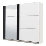 Guardaroba Grande Bianco Nero Appendiabiti 8 Ripiani 217x210h cm, 2 Ante - Prela
